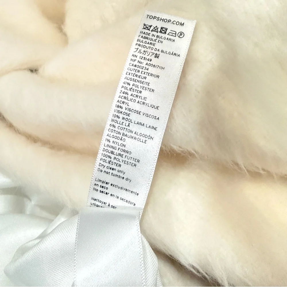 TOPSHOP Molly Double Breasted Swing Faux Fur Brushed Wool Coat (Sz 12)